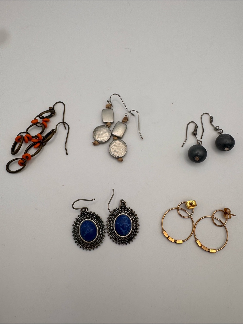 Assorted Women's Earrings Set - Blue, Orange, Silver, Black, Gold